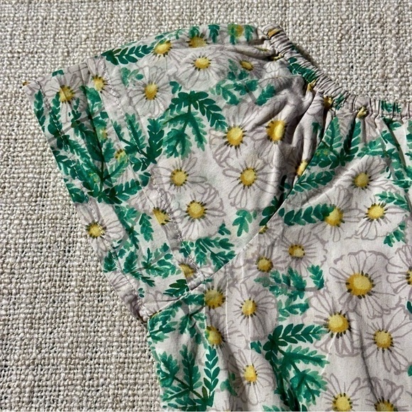 GYMBOREE Daisy Cotton Dress Green Yellow White Lined Floral Peasant Girl S 5-6 - Picture 6 of 13